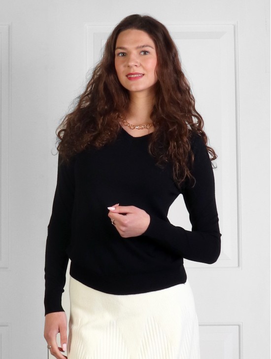 Cashmere Feeling V-Neck Soft Long Sleeves Base Top